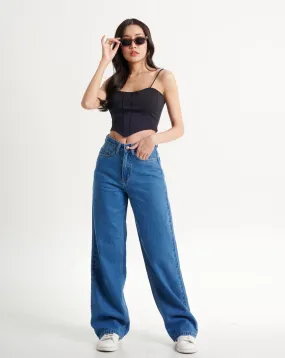 True Blue Wide Leg High Rise jeans