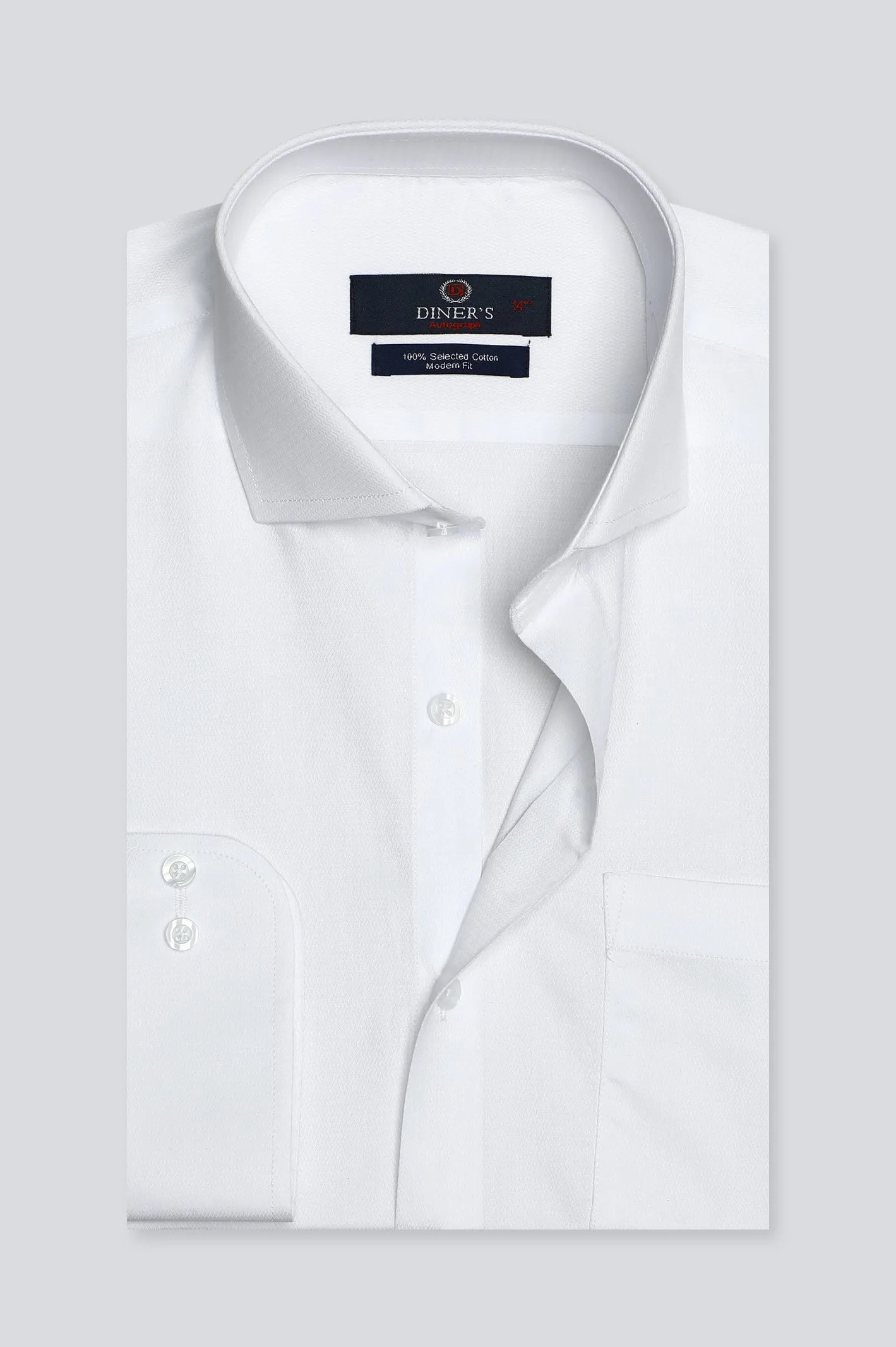 White Self Textured Formal Autograph Shirt