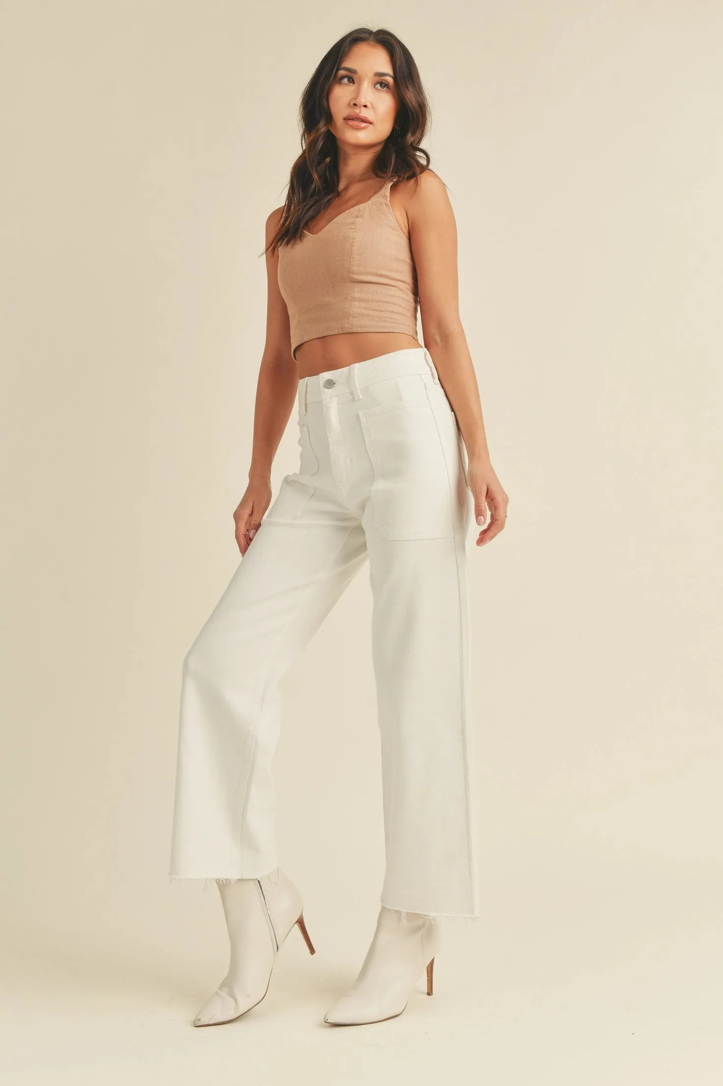 Whitney High Rise Utility Wide Leg | Off White