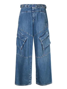 Wide leg blue jeans