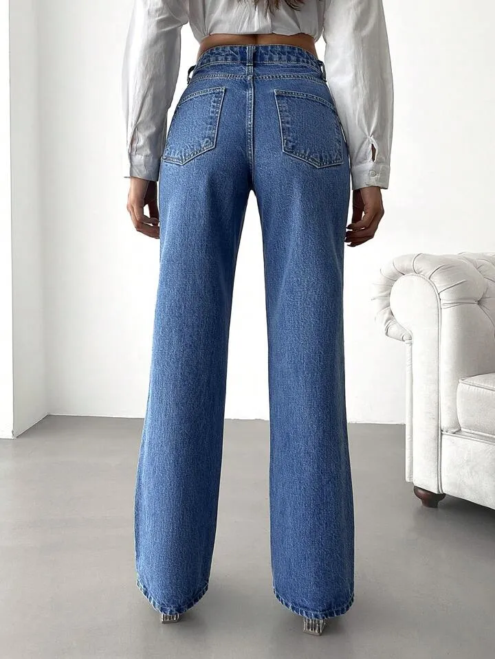 Wide Leg High Rise Jeans