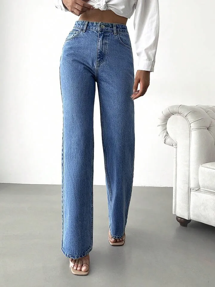 Wide Leg High Rise Jeans