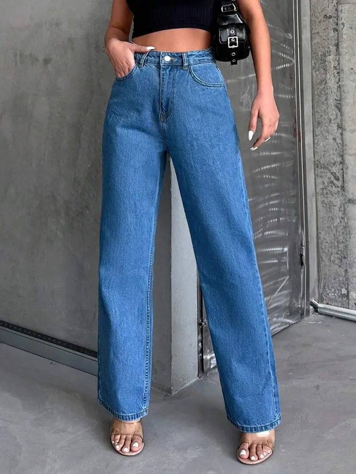 Wide Leg High Rise Jeans