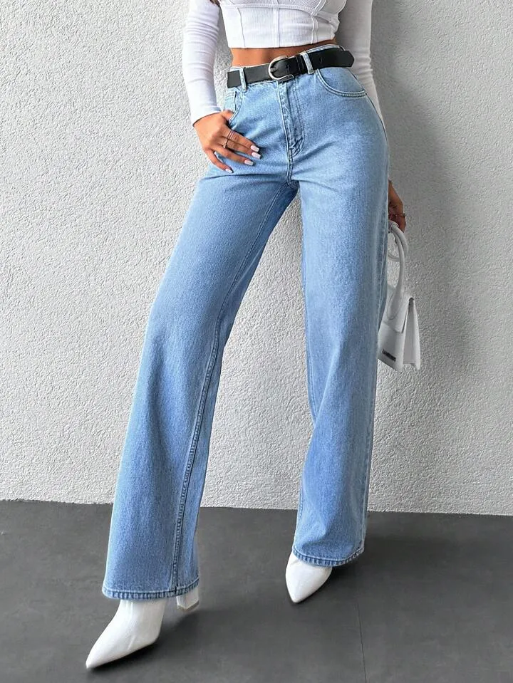 Wide Leg High Rise Jeans