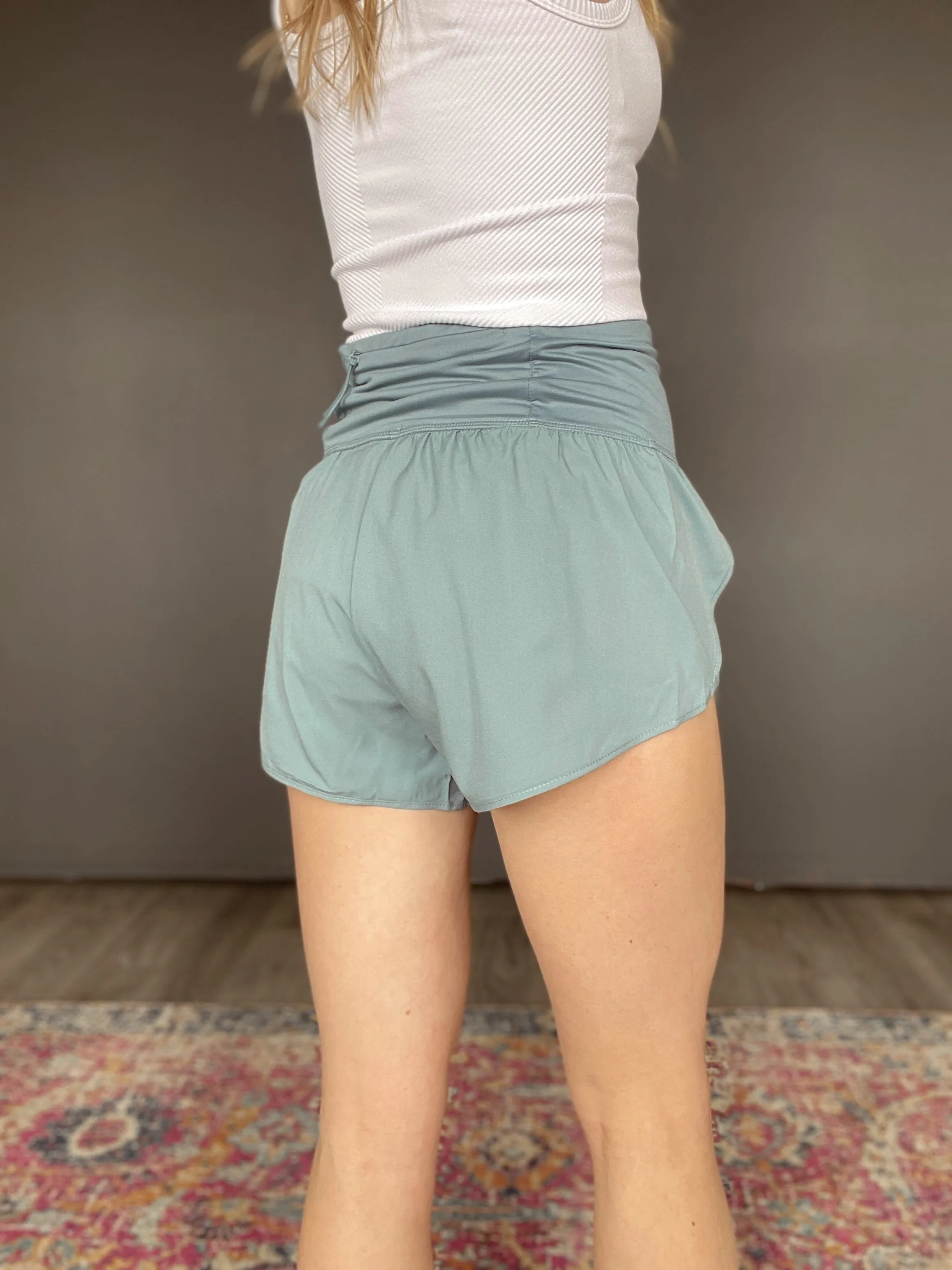 Women's Black or Baby Blue Lined Athleisure Shorts