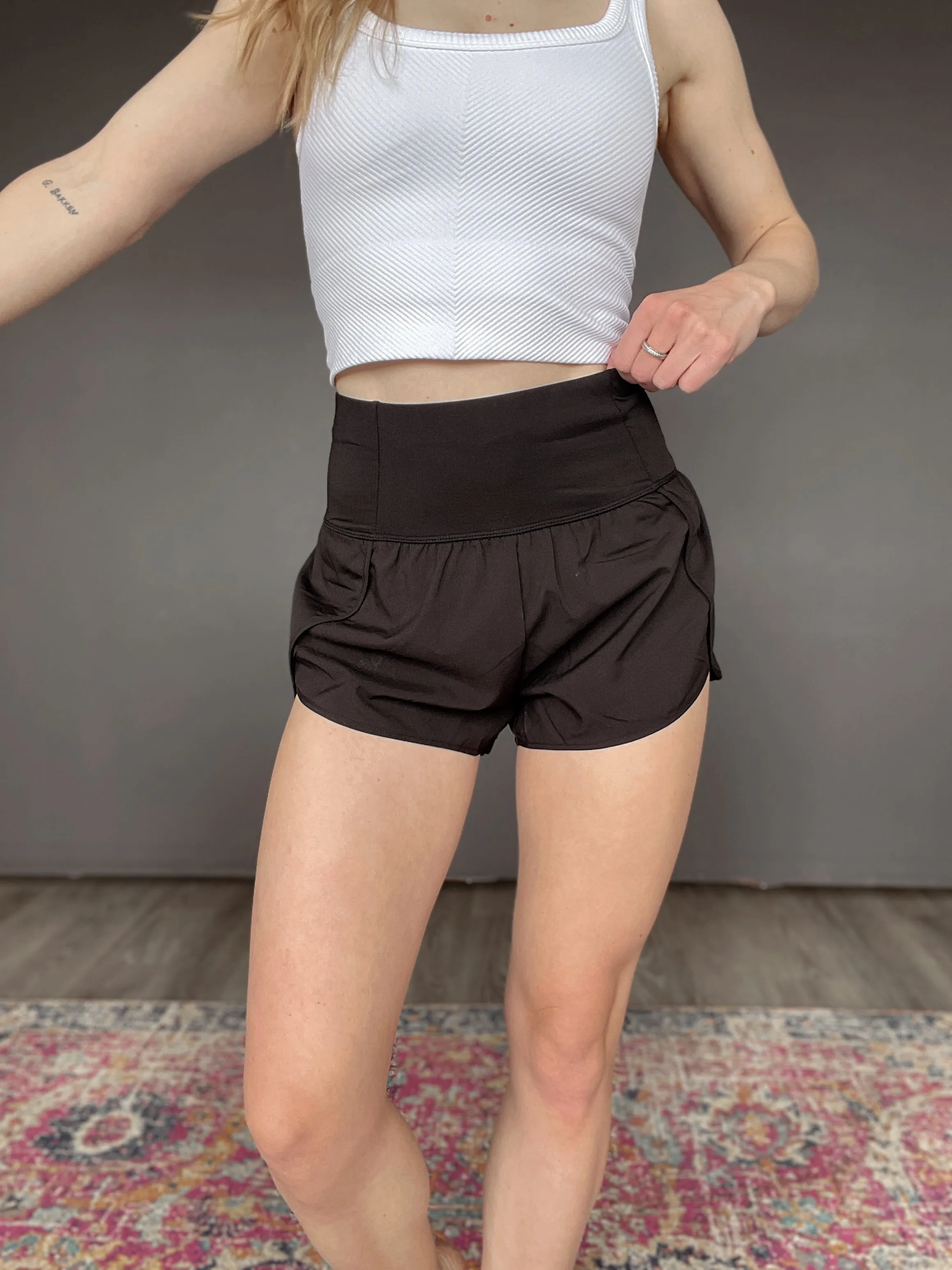 Women's Black or Baby Blue Lined Athleisure Shorts