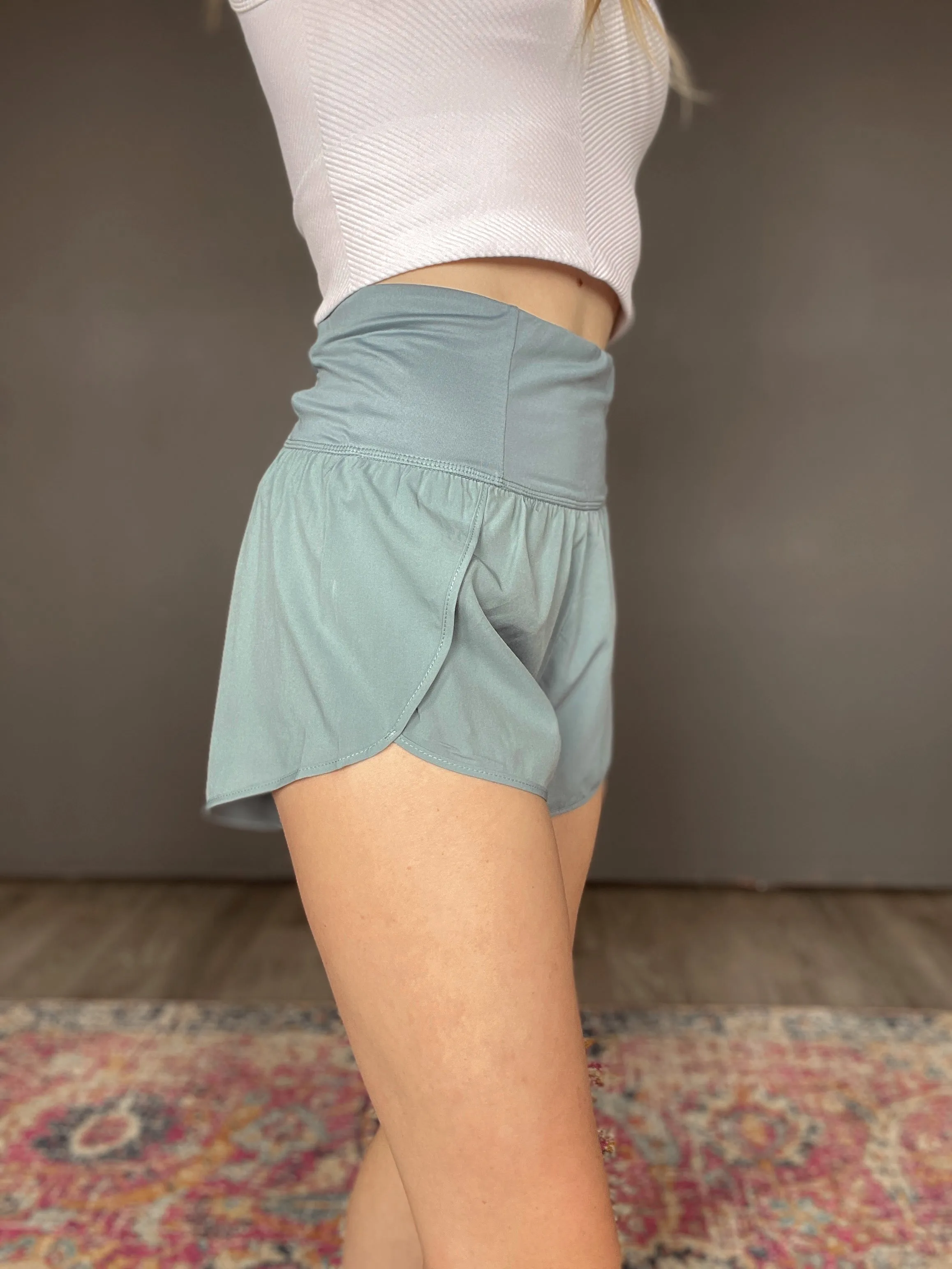 Women's Black or Baby Blue Lined Athleisure Shorts