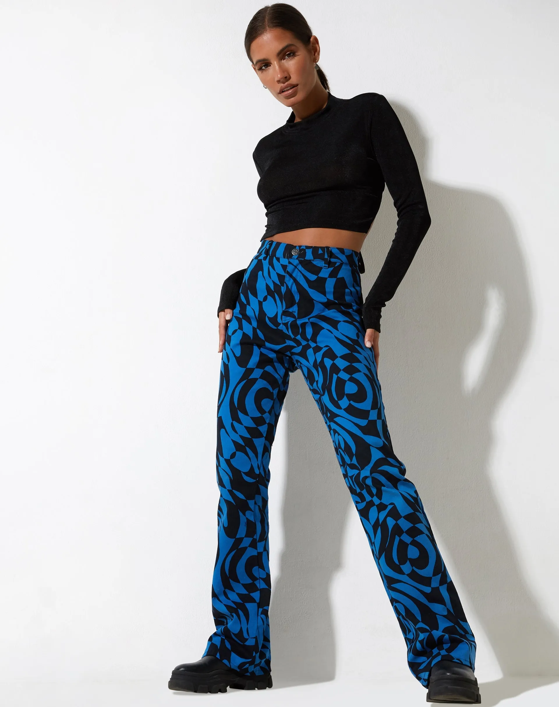 Zoven Trouser in Irregular Optic Blue