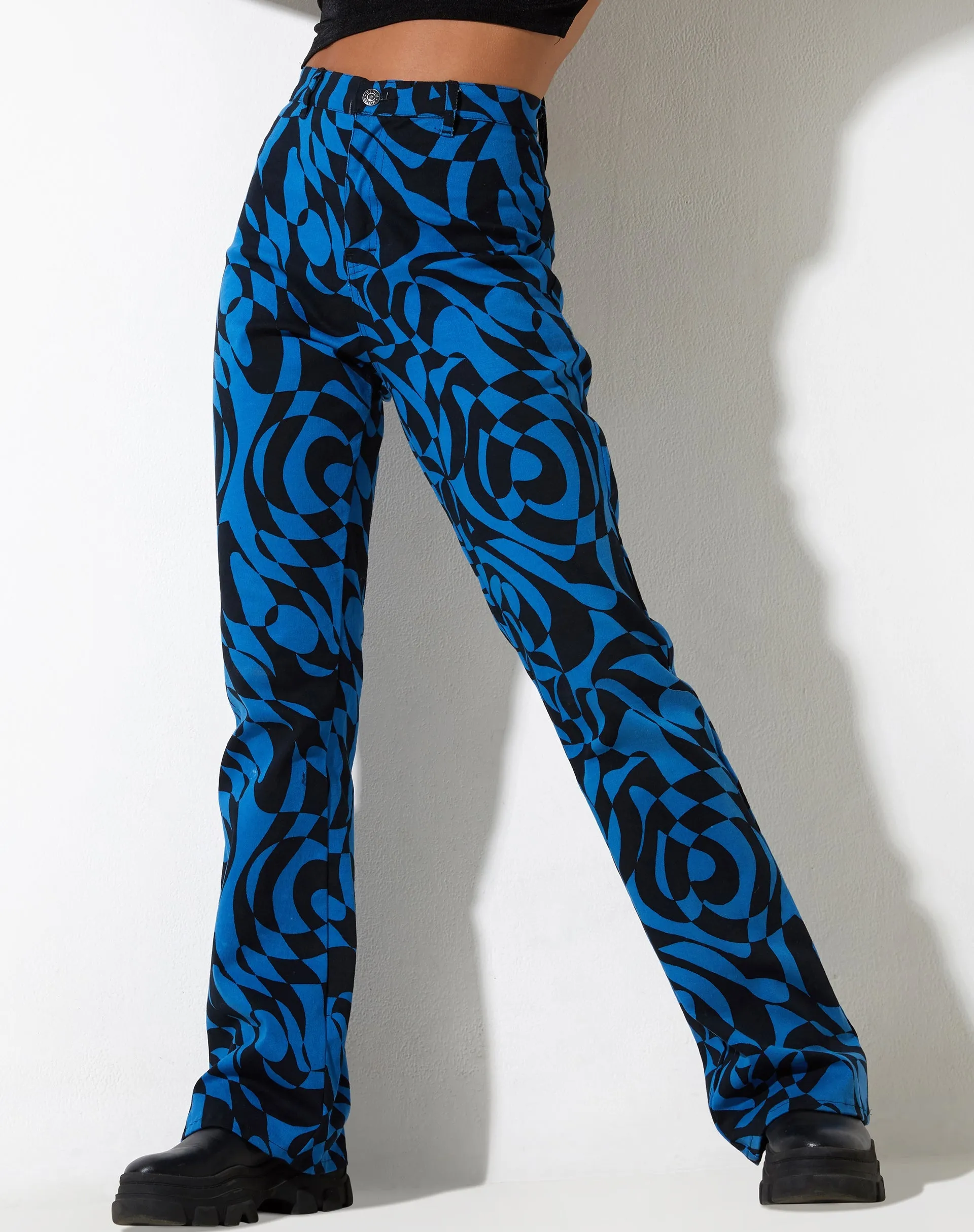 Zoven Trouser in Irregular Optic Blue